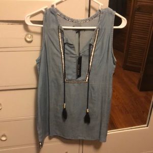 Max Jeans chambray sleeveless tunic with tassels
